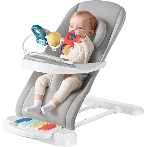 Monamii Baby Bouncer, Easy to Assemble Baby Bouncer Seat with Feeding Tray