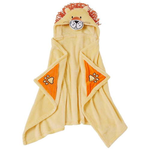 Lion Hooded Bath Towel – Soft & Cozy 50” x 25” Plush Towel for Baby, Newborn, Toddler & Infant, Machine Washable, Golden Yellow