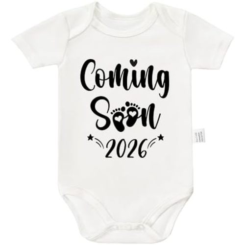 Newborn Announcement Coming Soon 2026 Bodysuits, Gender Neutral Baby Clothes Cotton Romper Short Sleeve 0-24 Month