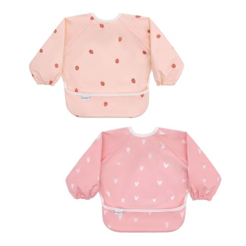 ALVABABY Baby Bibs Mess Proof Baby Bib Full Sleeve 2 Packs Waterproof Bib for Toddlers Tug Proof Closure Waterproof Washable Adjustable Girls Feeding Bib 2WDJ14-CA