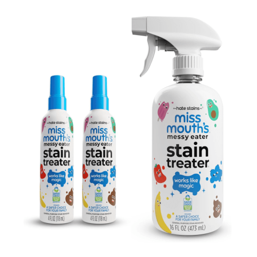 Miss Mouth's Messy Eater Stain Treater - 4oz 2-Pack & 16oz Spray Bottle - Laundry Spot Cleaner for Clothes, Carpet & Upholstery - Baby Stain Remover
