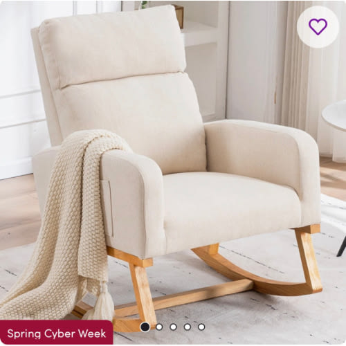 George Oliver Wasilewski Rocking Chair For Living Room with Solid Wood Leg & Reviews | Wayfair