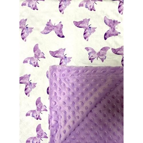 Baby Blanket for Girls Butterfly Pink Minky Super Soft Double Layer Receiving Blanket with Dotted Backing for Newborns Nursery Stroller Receiving Toddlers Crib Bedding 30x40Inch (Purple Butterflly)