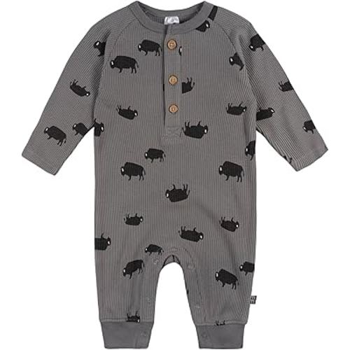 Modern Moments by Gerber Baby Henley Waffle-Knit Romper
