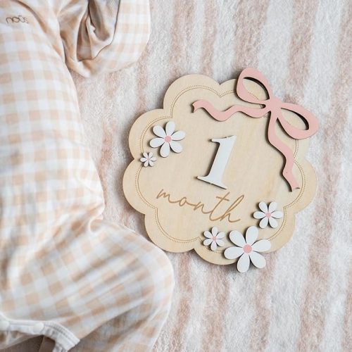 Baby Monthly Milestone Sign,1-12 Monthly Baby Milestone, Month Milestone Baby Girl, Baby Months Milestone, Newborn Photography Props Double-Sided (B12)