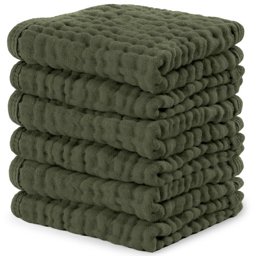 Muslin Washcloths in Kelp – Comfy Cubs
