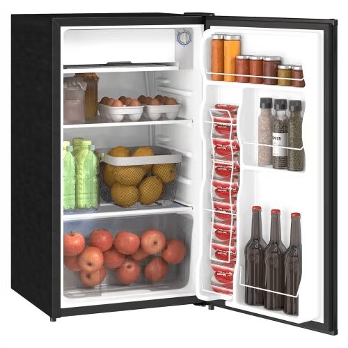 Mini Fridge with Freezer, 3.2 Cu.ft Compact Refrigerator for Bedroom, Dorm, Apartment - Adjustable Thermostat, Reversible Door, Black - Walmart