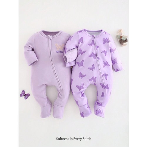 Cozy Pixies 2pcs/Set Newborn Baby Girl Soft Knitted Butterfly Pattern Round Neck Long Sleeve Romper And Pants Set Graphic | SHEIN USA