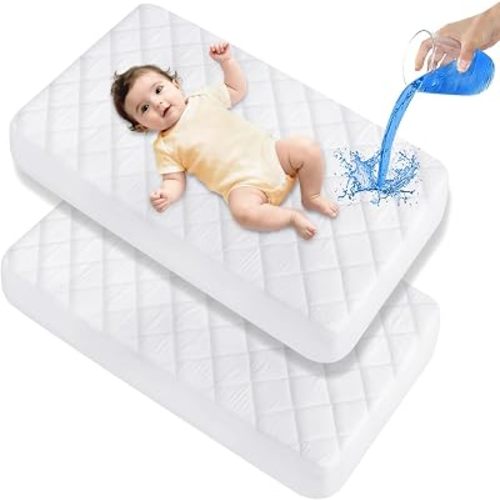 Crib Mattress Protector Sheets Waterproof 2 Pack, Crib Mattress Pad Cover