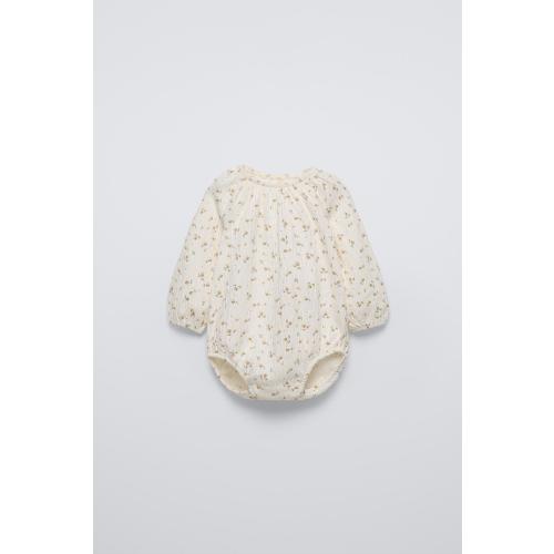 FLORAL TEXTURED WEAVE BODYSUIT - Light ecru | ZARA United States