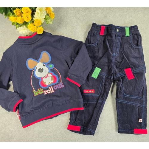 Y2K Fisher Price Boys 2T Navy Colorblock Dog Zip...