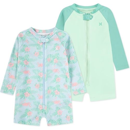 Hurley Unisex Baby 2-Pack Long Sleeve Rash Guard Coverall