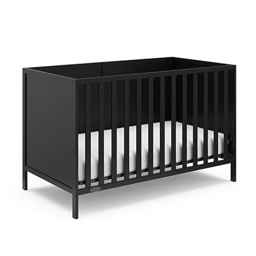 Graco Theo 3-in-1 Convertible Baby Crib - GREENGUARD Gold Certified, Converts to Toddler Bed & Daybed, Fits Standard Full-Size Baby Crib Mattress, 4 Adjustable Mattress Heights (Black)