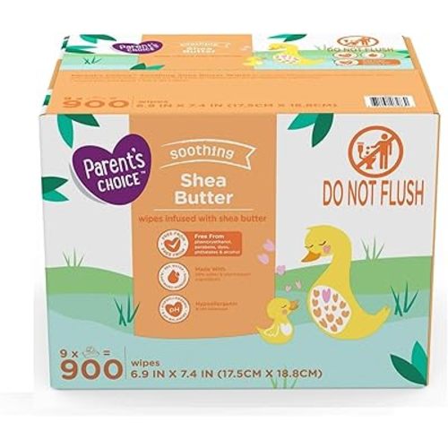 Shea Butter Baby Wipes, 900 Count - Free From Phenoxyethanol, Parabens, Phthalates, And Alcohol - Enriched With Soothing Shea Butter - Ultra Soft - Gentle On Skin - Hypoallergenic And pH Balanced