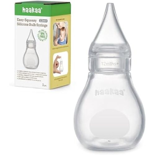 Haakaa Silicone Baby Nasal Aspirator, Easy-Clean Nose Bulb Syringe