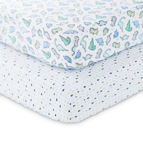 Parent's Choice 2-Piece Cotton Fitted Crib Sheets for Baby Boys, Dinosaurs