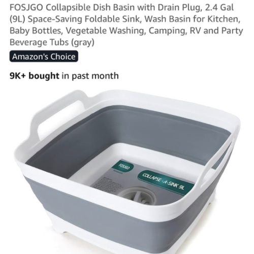FOSJGO Collapsible Dish Basin with Drain Plug