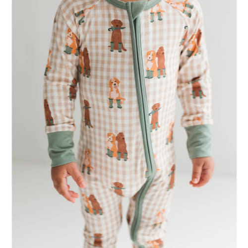 Green Pup Friends Zipper Romper – In My Jammers