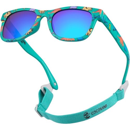COCOSAND Flexible Baby Sunglasses with Strap Polarized UV Protection for Toddler Infant Newborn Boy Girl Age 0-24 Months