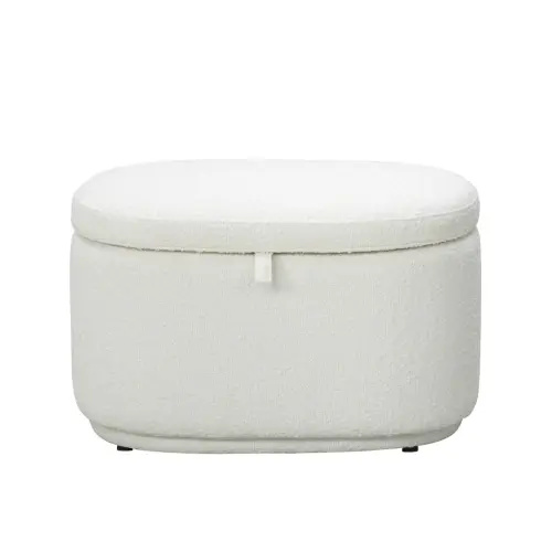 Nurture& The Storage Ottoman, Boucle White