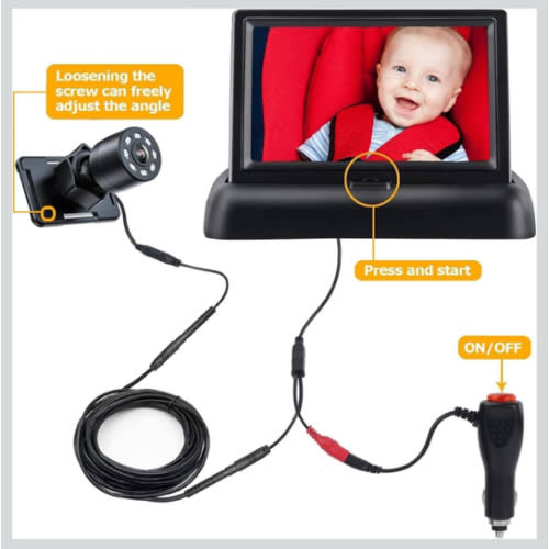 Itomoro Baby Car Mirror, View Infant in Rear Facing Seat with Wide Crystal Clear View,360° Rotation Plug and Play Easy Install baby car monitor 1080p