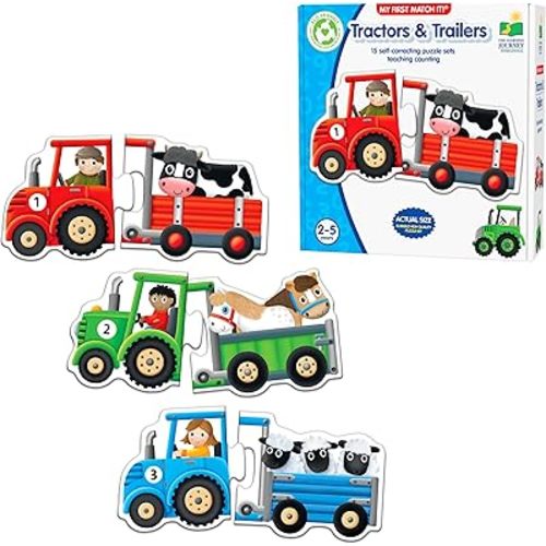 The Learning Journey: Match It! - Tractors & Trailers - 15 Self Correcting Puzzle Sets Teaching Counting - Preschool Learning Toys - Award Winning Toys