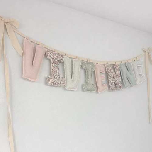 Fabric Letter Garland - Personalized fabric banner - custom Fabric name banner - nursery decor - quilted month milestone sign -baby shower