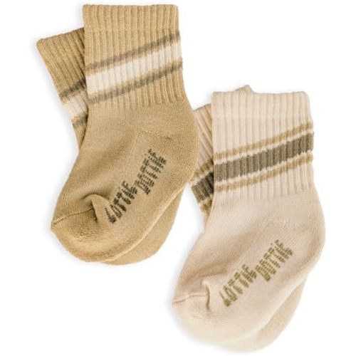 Lottie Dottie Baby & Toddler Half-Crew Cotton Socks 2-Pack | Checkered & Retro Stripe Unisex Novelty Socks