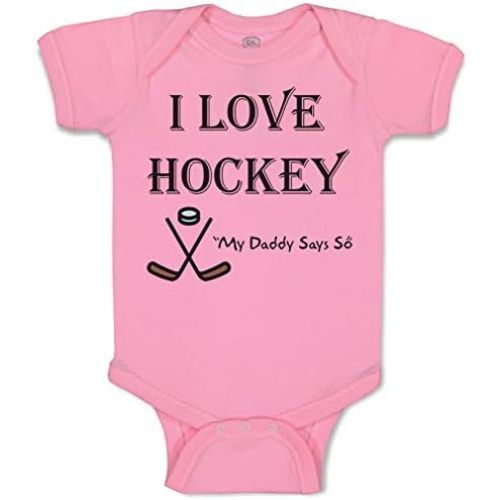 Cute Rascals Baby Bodysuit I Love Hockey My Daddy Says So Funny Boy & Girl Baby Clothes Cotton