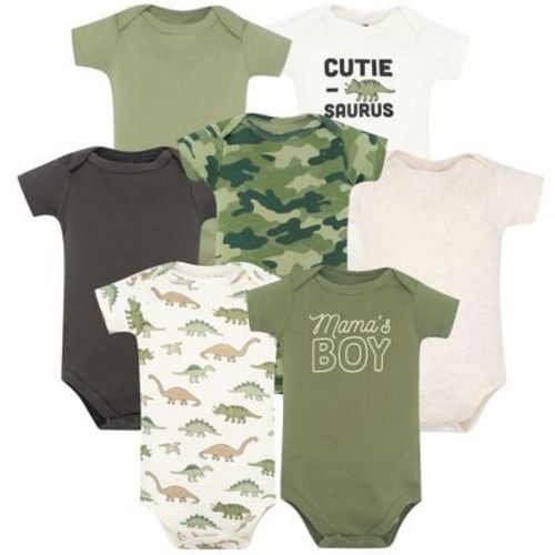 Hudson Baby Infant Boys Cotton Bodysuits 7-Pack, Mamas Boy Dino, 6-9 Months