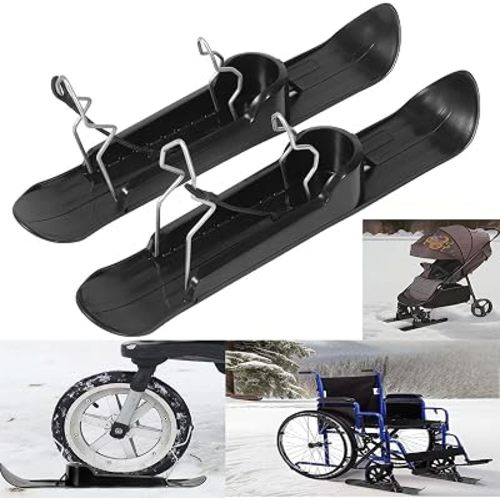 Skis for Strollers: Lightweight Snow Skis with Stroller Wagon & Baby Sled Function! Snow sled Scooter Skis, Winter Sled Board Attachment, Perfect for Scooter, Baby Strollers Easy Installation