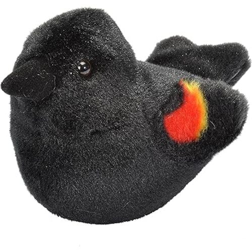 Wild Republic Audubon Birds Red-Winged Blackbird with Authentic Bird Sound, Stuffed Animal, Bird Toys for Kids & Birders