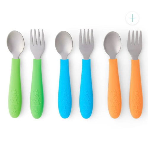 Babies/Toddler Stainless Steel Spoons + Forks with Silicone Handle