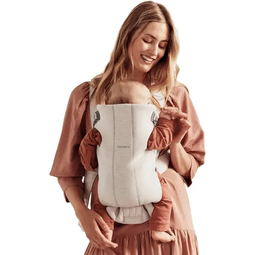 BabyBjörn Baby Carrier Mini, 3D Jersey, Light Beige | Newborn Carrier (7-25 lbs), Ergonomic, Easy-to-Use