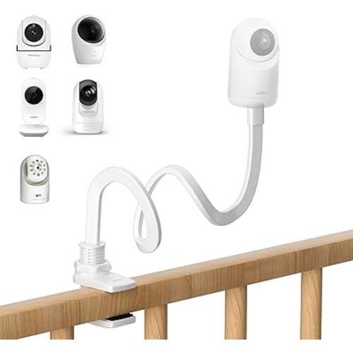 Jartoo Baby Monitor Mount Compatible with HelloBaby HB65/HB40/HB6560/HB6339/HB6550 Pro, Infant Optics, Momcozy, Nanit, VAVA, 16.9" Flexible Crib Clip Mount Long Gooseneck Arm, No Tools or Wall Damage