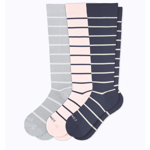 Knee-High Compression Socks – 3 Pack Stripes (20-30 mmHg)