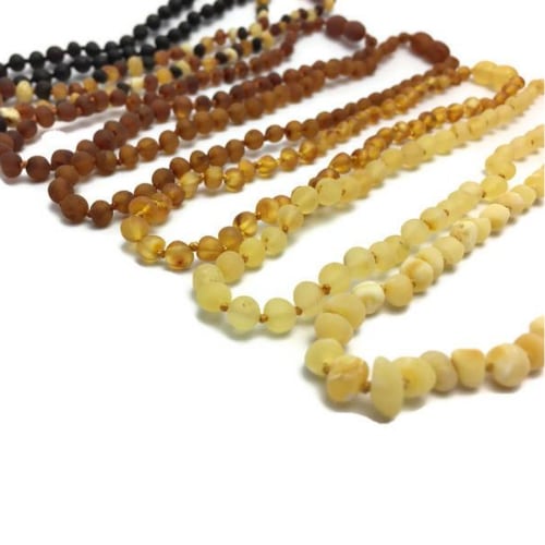 11" Authentic Baltic Amber Teething Necklace Raw Polish Infant Screw Pop Safety