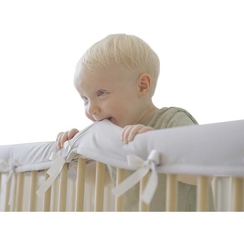 Wazzo Baby Crib Rail Edge Cover Protector Teething Guard Wrap 4 PCS (2 Front + 2 Side) - Easy Install - Front Cover 51" L x 7" W - Side Cover 27.5" L x 7" W