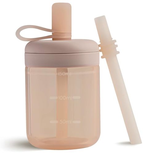 Moonkie Baby Training Cup Silicone Straw Cup | BPA-Free Drop-Proof Sippy Cups for Infants Toddlers and Kids 6 Months+ | 5 oz, 1pack, DX-BTC-01