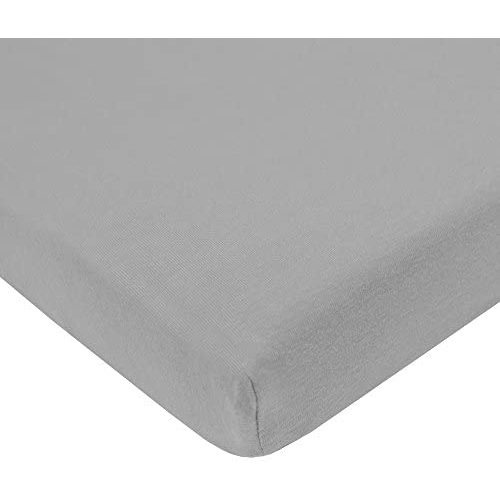 American Baby Company 100% Natural Cotton Jersey Knit Fitted Portable/Mini-Crib Sheet, Gray, Soft Breathable, For Boys And Girls