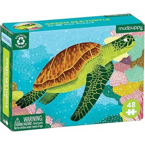 Mudpuppy Green Sea Turtle – Mini Puzzle Featuring Vibrant Underwater Seascape Perfect Travel Activity for Children Ages 4 and Up