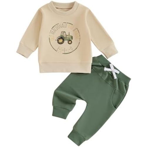 WZTYYDS Baby Boy Clothes Funny Letter Long Sleeve Sweatshirt Pullover Tops Joggers Pants Set Toddler Fall Winter Outfits