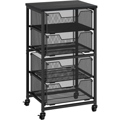 Rolling Cart with Drawers, 4-Drawer Storage Cart on Wheels with Wooden Top, Metal Utility Cart with Storage Drawers, Craft Storage Art Cart for Classroom, Office, Kitchen, Bedroom,Patent Pending