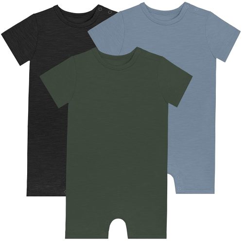 GUISBY Baby Short Sleeve Bodysuit Snap Crotch Closure Cotton Pajamas for Baby 3-Packs