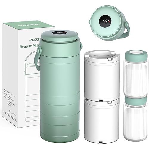 Portable Breast Milk Cooler for Outdoors, 360° All-Round Cooling Keeps Milk Fresh for 24 Hours, 22oz Large Capacity Breastmilk Chiller with 2pcs BPA-Free Bottle for Breastmilk Storage