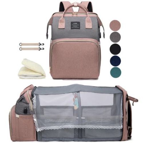 Narwey Diaper Bag Backpack with Changing Station: Pink Baby Bags for Girls Boys Mom
