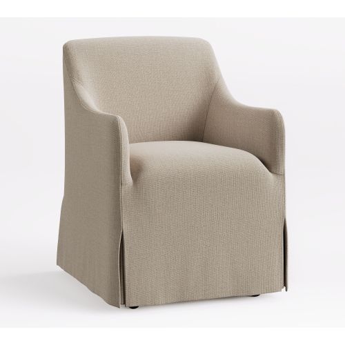 Maxine Slope Slipcovered Dining Armchair, Performance Rustic Linen Parchment