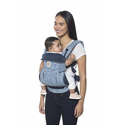 Ergobaby 360 All-Position Baby Carrier with Lumbar Support (12-45 Pounds), Batik Blue, Premium Cotton