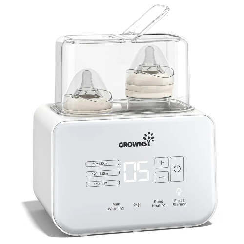 Grownsy Fast Double Baby Bottle Warmer for Breastmilk & Formula - White