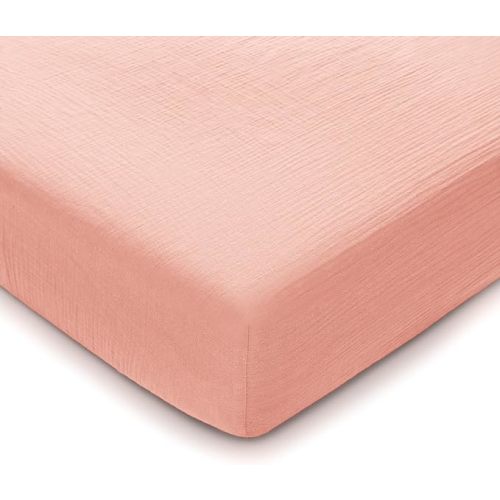 Comfy Cubs 100% Muslin Cotton Fitted Crib Sheet - Soft, Standard & Breathable Crib Sheets for Toddler Mattress - Snug Fit, Secure Elastic with Beautiful Packaging for Boys & Girls - Lace Pink